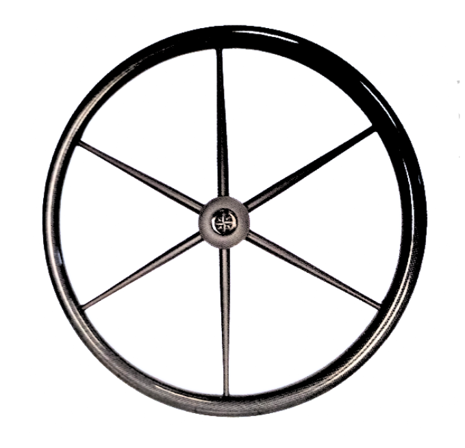 Stuurwiel met carbon look en zwarte taps toelopende spaken