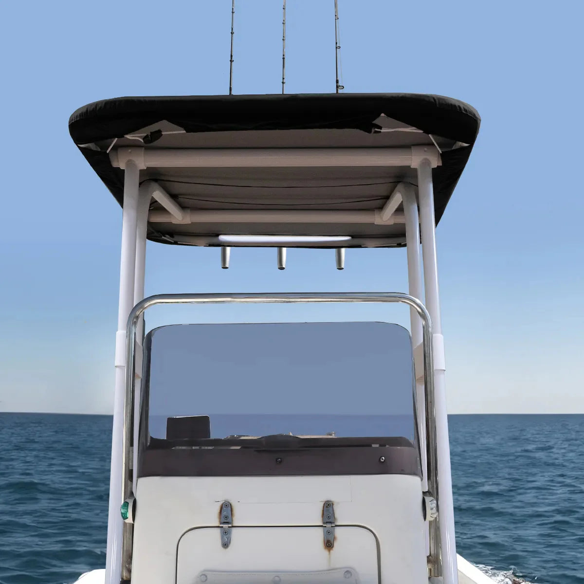 Heavy Duty T-Top - Wit gecoat aluminium - Dekmontage - op boot