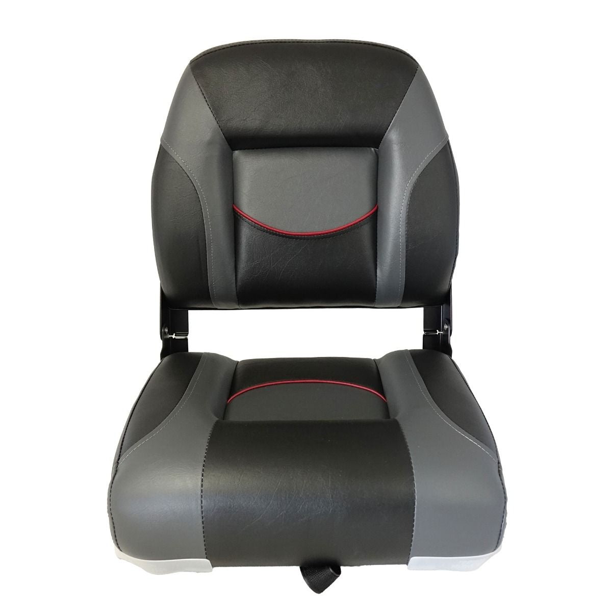 Bootstoel - lage rug - klapstoel - zwart/antraciet met rode bies