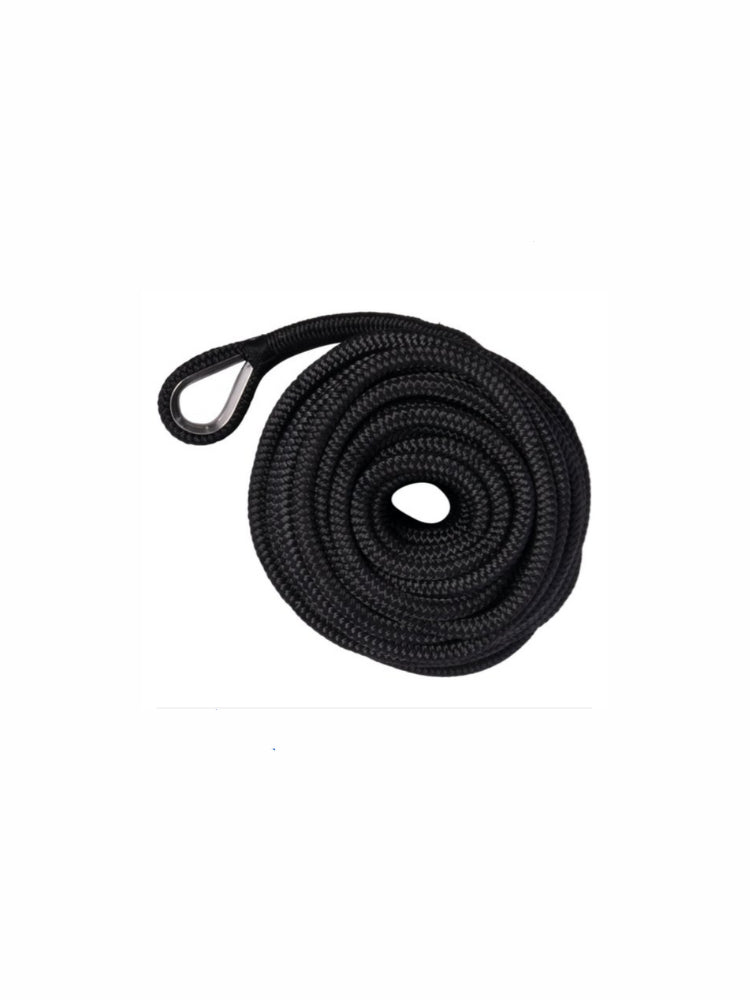 Ankerlijn met kous - zwart - polyester - Diameter 10 mm - Lengte 30 meter