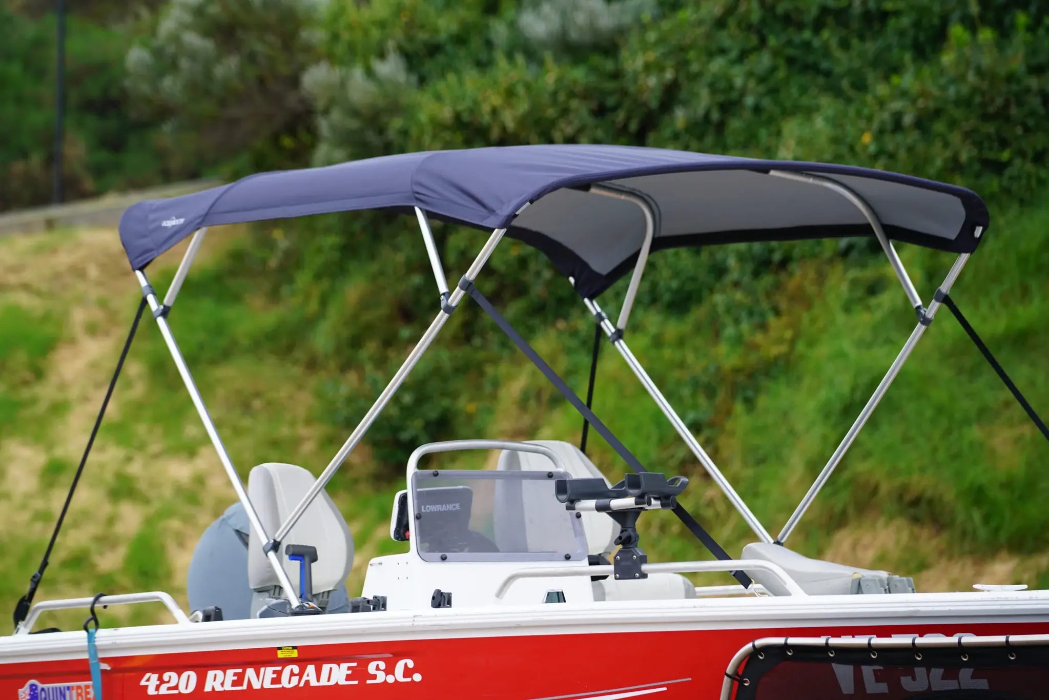 4-boogs biminitop - Aluminium - Hoogte 125 cm - Doek 220 cm - op boot