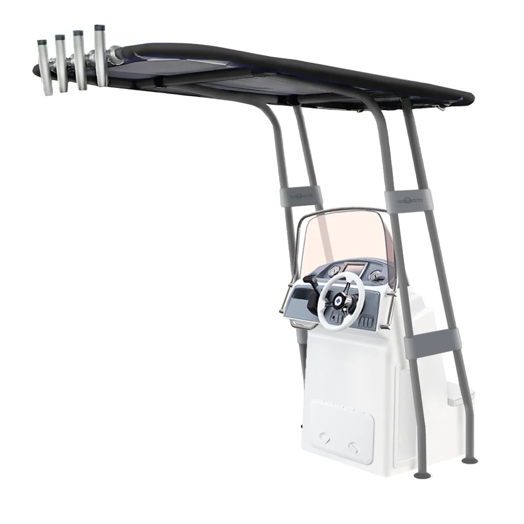 Heavy Duty T-Top - Grijs gecoat aluminium - Dekmontage - zwart doek
