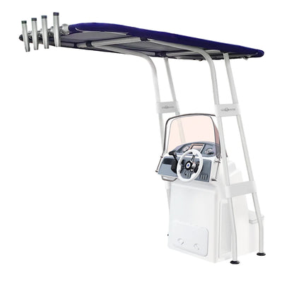 Heavy Duty T-Top - Wit gecoat aluminium - Dekmontage - blauw doek