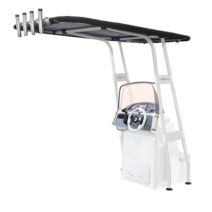 Heavy Duty T-Top - Wit gecoat aluminium - Dekmontage - zwart doek