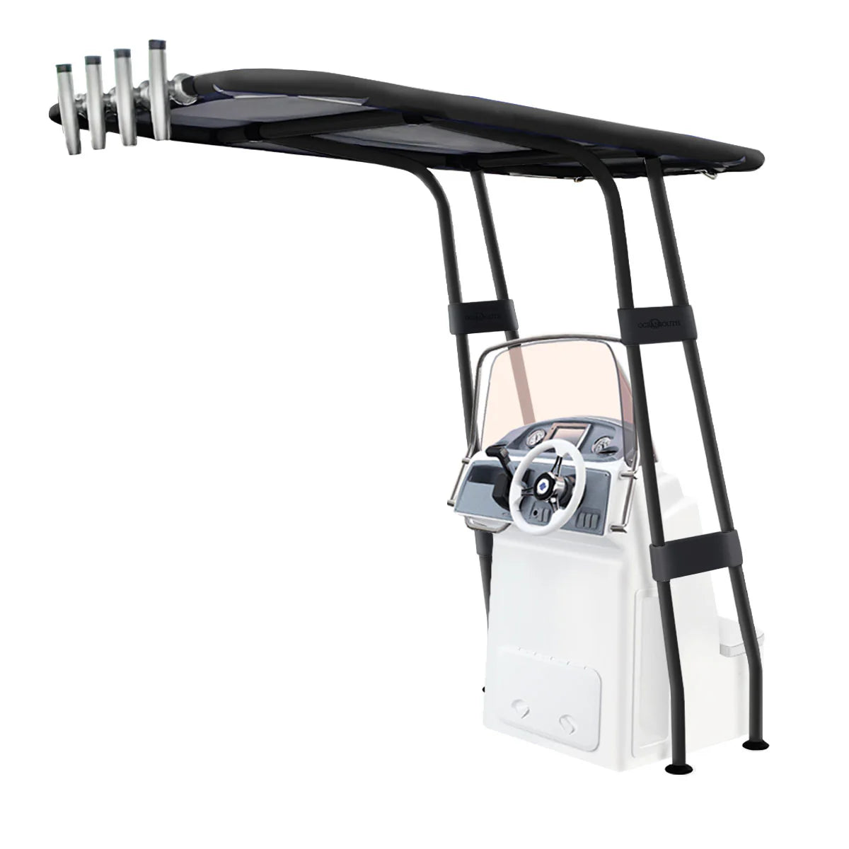 Heavy Duty T-Top - Zwart gecoat - Dekmontage - Zwart doek
