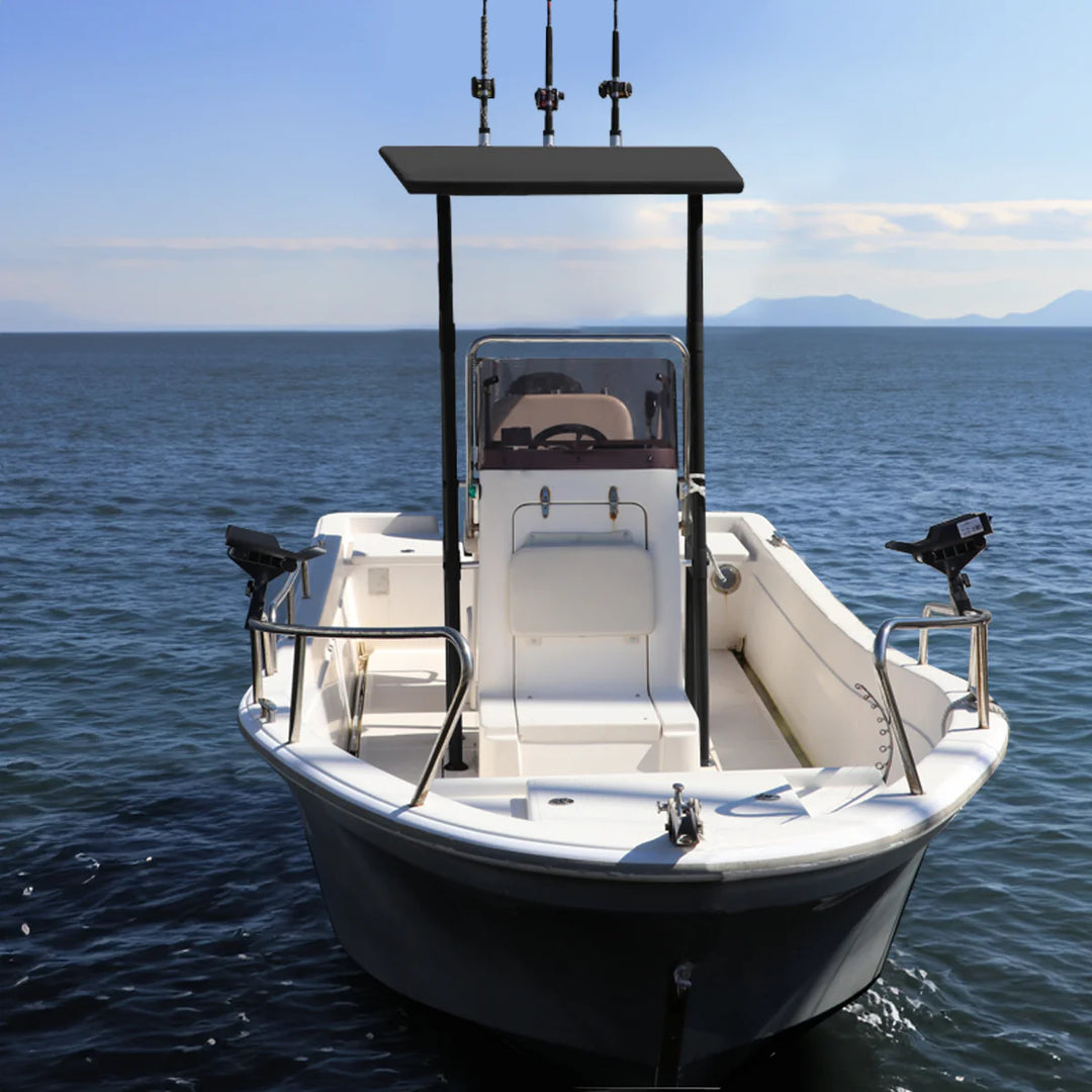 Heavy Duty T-Top - Zwart gecoat - Dekmontage - Zwart doek - bootje