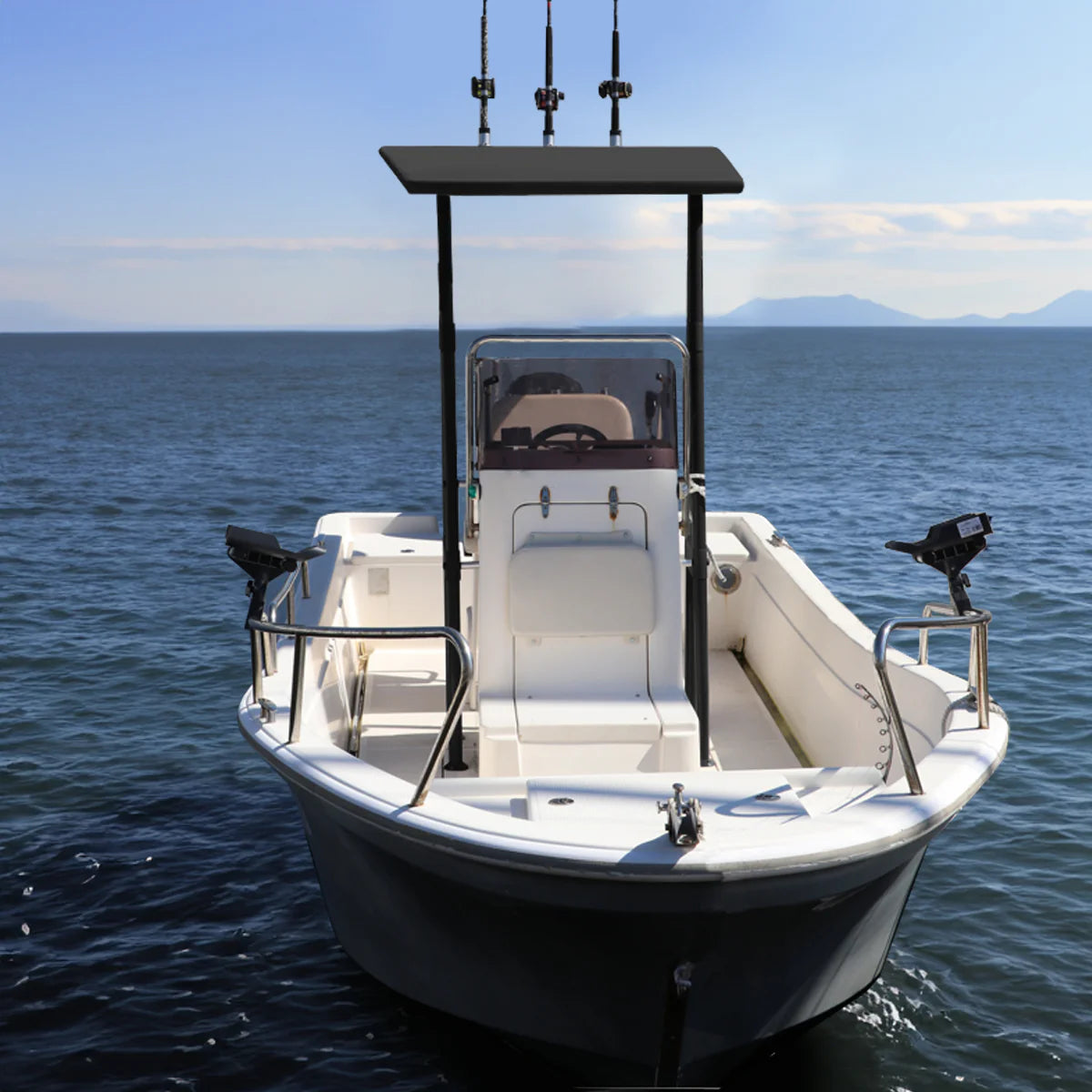 Heavy Duty T-Top - Zwart gecoat - Dekmontage - Zwart doek - bootje