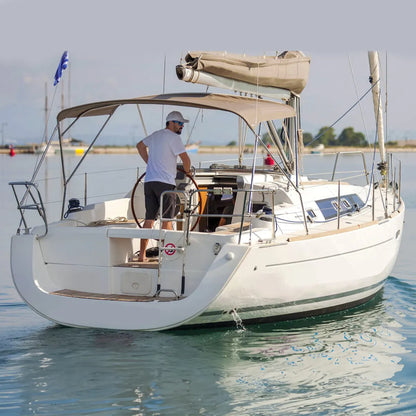Zeilboot biminitop - RVS - Breedte 190 <> 210 cm - Hoogte 135 cm - Doek 130 cm - op boot