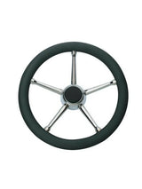 Stuurwiel met zwarte PU grip en 5 RVS  spaken - Diam. 35 cm