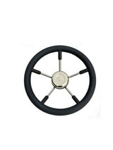 Stuurwiel met zwarte PU grip en 6 RVS spaken - Diam. 45, 55 of 70 cm